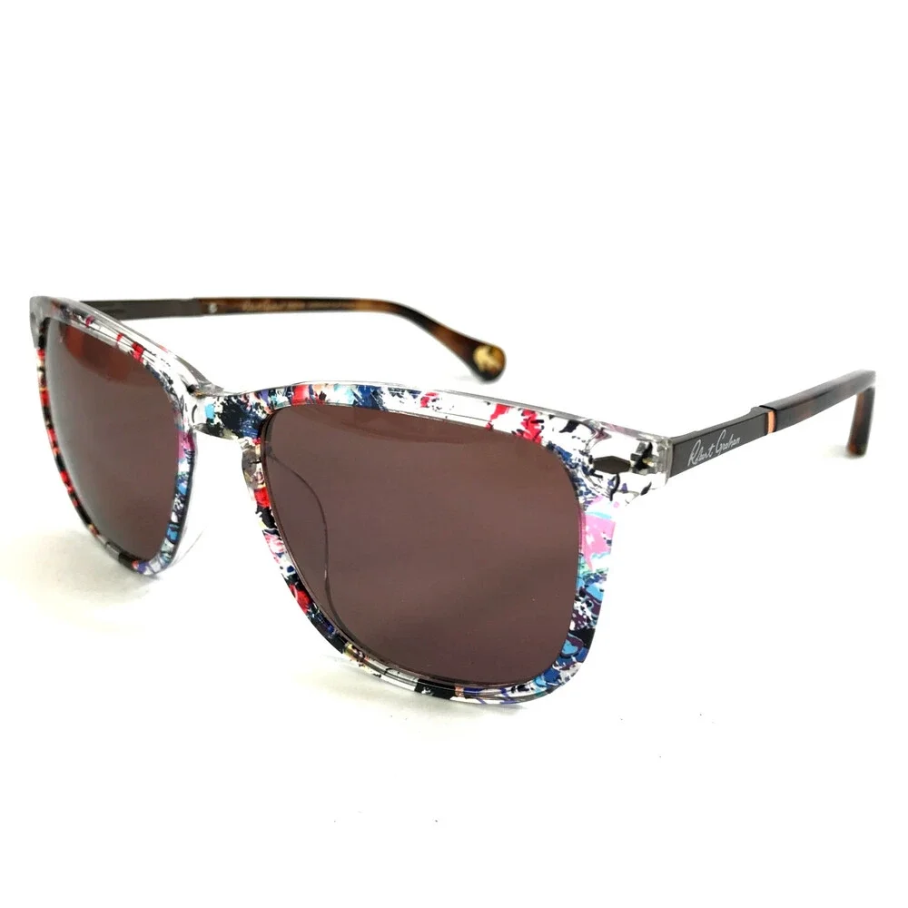 Robert Graham Sunglasses HERMAN CLR Clear Multicolor Frame w/ Light Brown Lenses